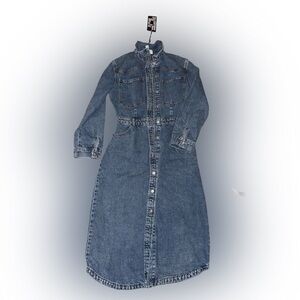 Button-Front Maxi Denim Dress